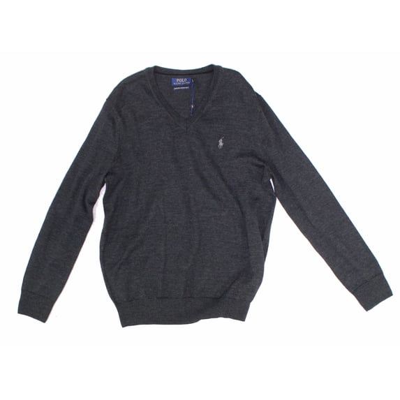 Polo Ralph Lauren Men Sweater Granite V-Neck Pullover Wool Gray XS