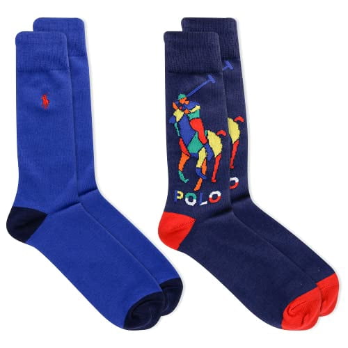 Polo Ralph Lauren Men's 2-Pack Assorted Spectra Pony Dress Sock, Navy ...