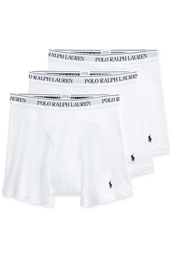 Polo Ralph Lauren Men's 3 Pack Classic Cotton Boxer Briefs (XLarge, White)