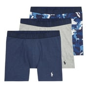Polo Ralph Lauren Mens 3-Pack Classic Stretch Boxer Briefs Small, Blue/Gray