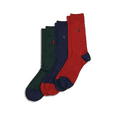 thumbnail image 1 of Polo Ralph Lauren Men's 3-Pack Ribbed Contrast Crew Socks, 1 of 4