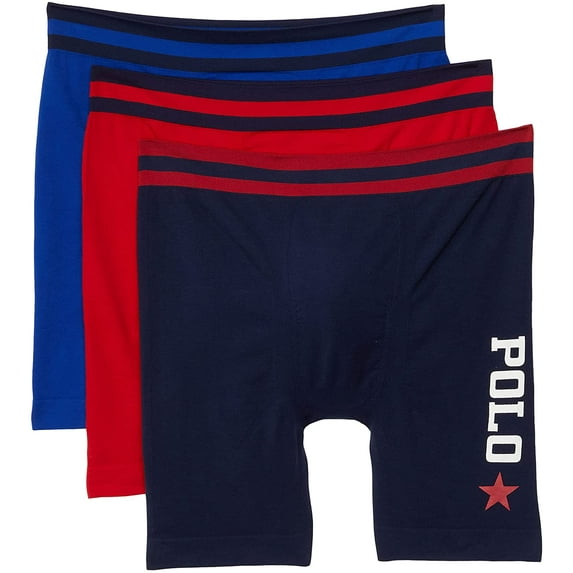 Polo Ralph Lauren Men's 3 Pack Seamless Four-way Stretch Boxer Briefs, Sz Large