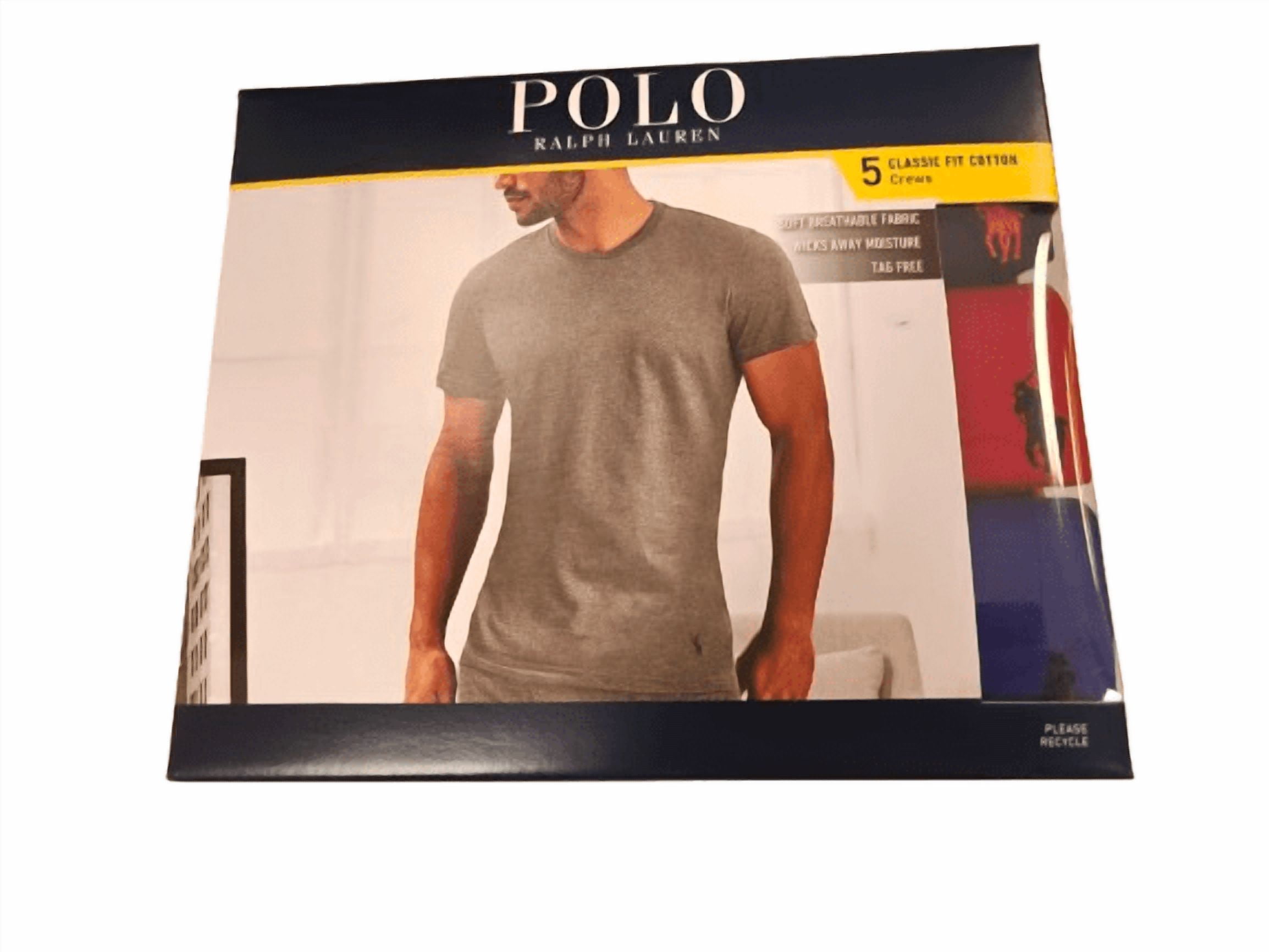 Polo Ralph Lauren Men's 5-Pack Cotton Crewneck Undershirts, Medium