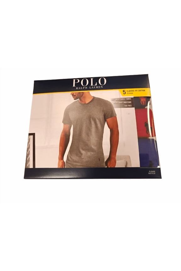 Polo Ralph Lauren Men's 5-Pack Cotton Crewneck Undershirts, Medium