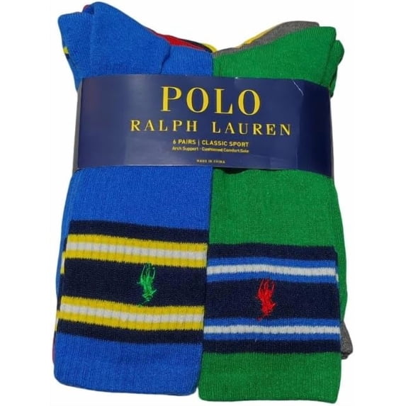 Polo Ralph Lauren Men's 6-Pack Crew Sock, multi Assorted, 10-13
