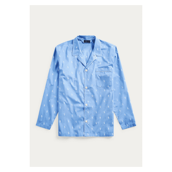 Polo Ralph Lauren Men's All Over Polo Player Pajama Shirt,Beach Blue,Sz 2X