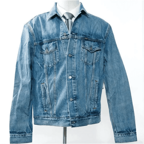 Polo Ralph Lauren Men's Big & Tall Big Pony Spell Out Trucker Denim Jacket, XLT