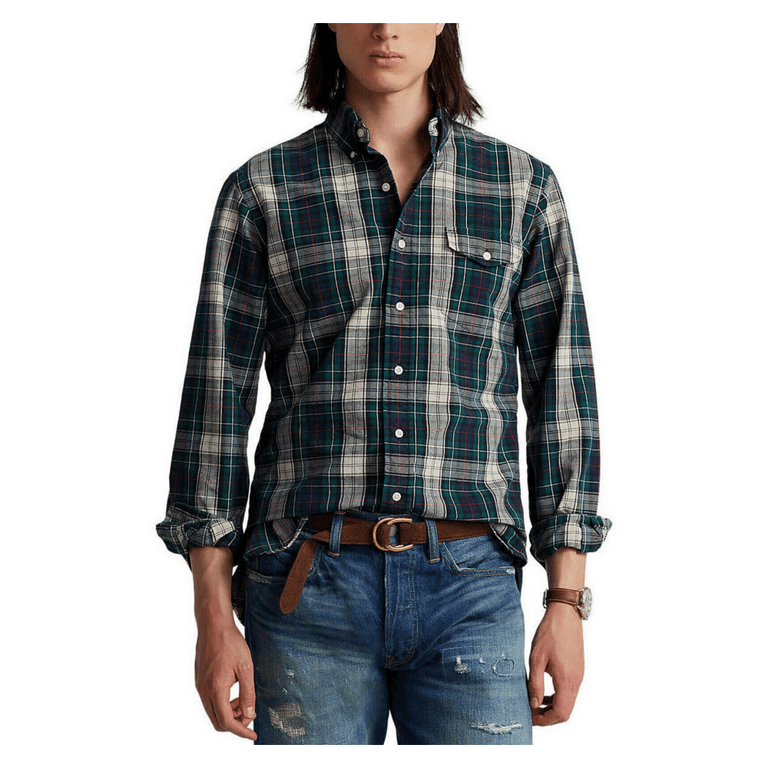 Polo Ralph Lauren Men s Big Tall Classicfit Oxford Shirt Navy Green Multi 3XB Walmart