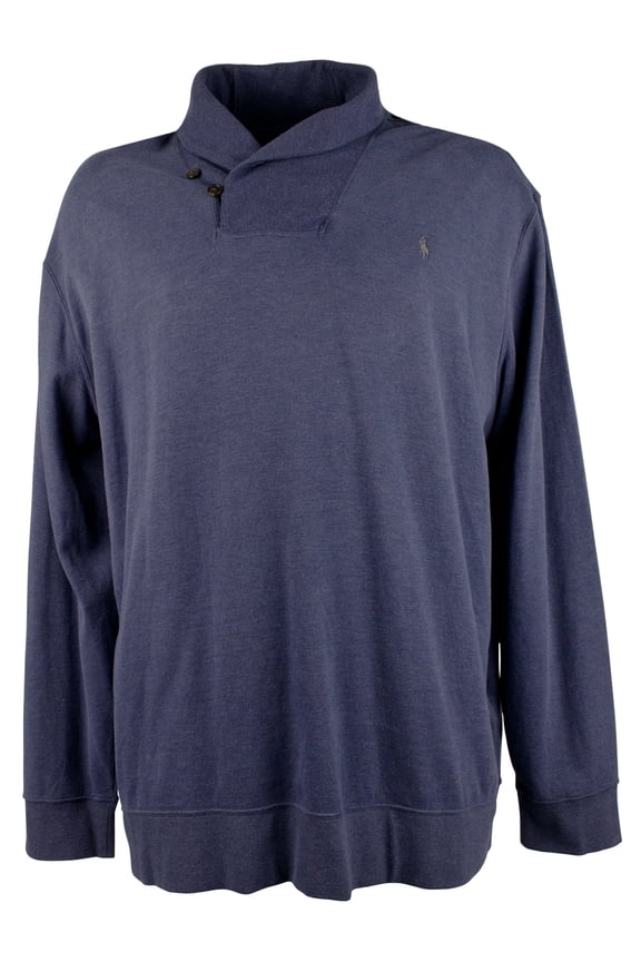 Men's Big & Tall Jersey Shawl Collar Sweater 4LT 4XLT Blue