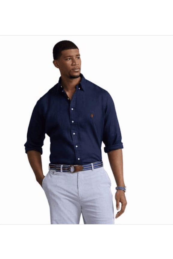 Men's Big & Tall Lightweight Linen Shirt - Newport Navy