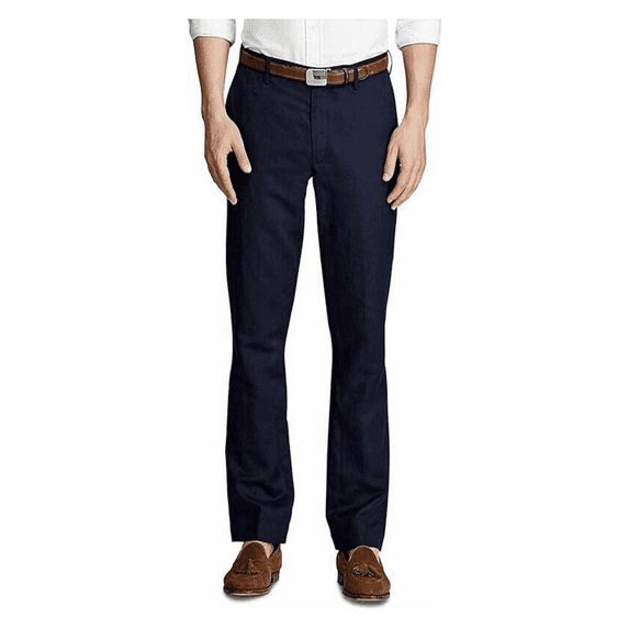Polo Ralph Lauren Men's Big & Tall Straight Fit Linen-Blend Pants (32x32, Navy)
