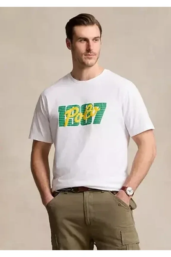 Men's Big and Tall T-Shirt White Green Yellow Size 3XB