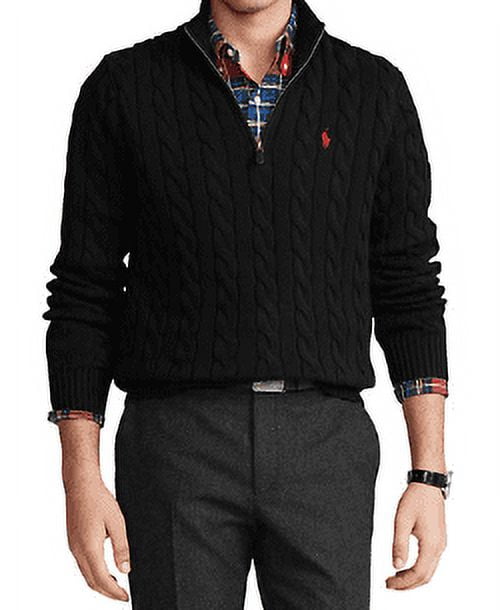 Polo Ralph Lauren Men s Black Big Tall Knit Cotton sweater 3LT