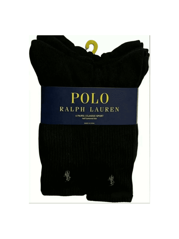 Men's Black Classic Sport Crew Socks 6-Pack (10-13)