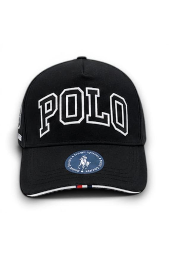 Mens Black Snapback Cap Adjustable Classic Fit with Embroidered POLO Logo