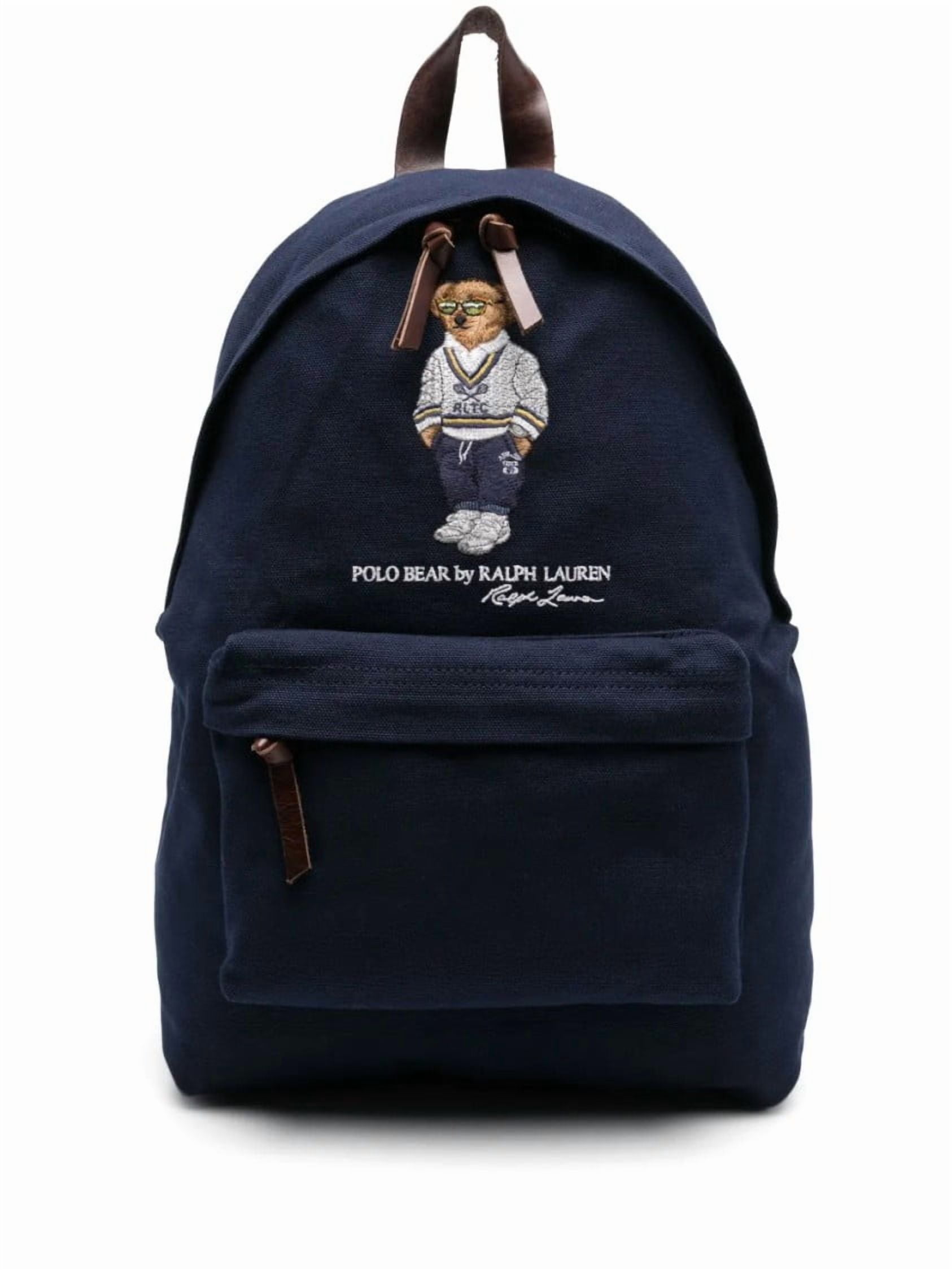 Polo Ralph Lauren Men's Blue Backpack With Embroidered Bear