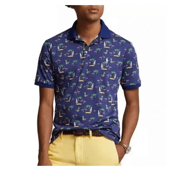 Polo Ralph Lauren Men’s Blue Flamingo Print Polo Shirt Size XLT.