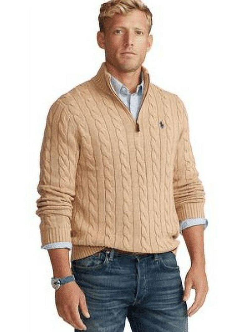 Polo by Ralph Lauren 長袖カーディガン S キャメル Polo Ralph Lauren Men's Camel Melange Cable Knit Cotton Sweater