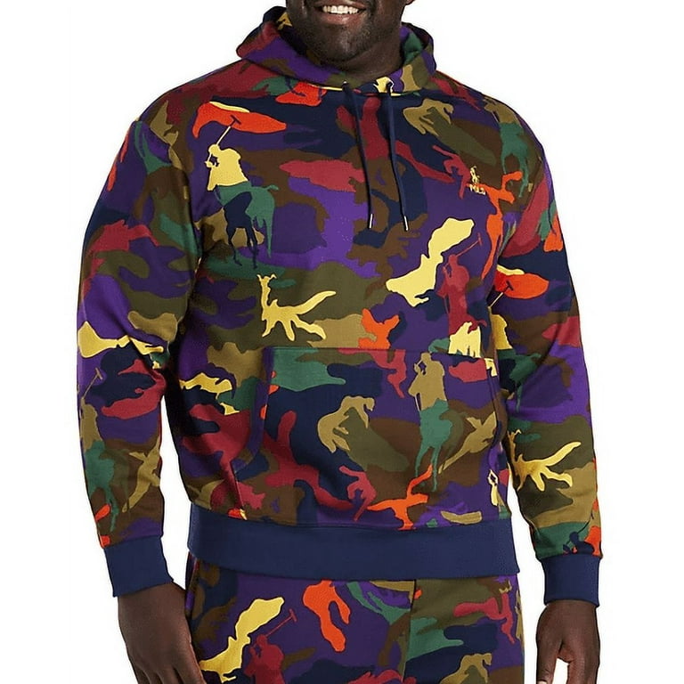 【U LAN】Drawing Camo Two Way Knit Hoodie Polo Ralph Lauren Men's Camo Double-Knit Hoodie, 4XB