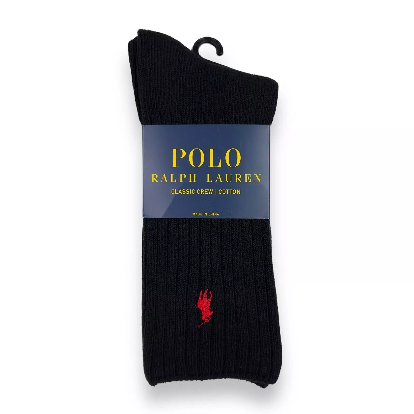 Polo Ralph Lauren Men s Classic Crew Socks 1 Pair Black Red Horse Logo Sz Large 10 13 Men Walmart