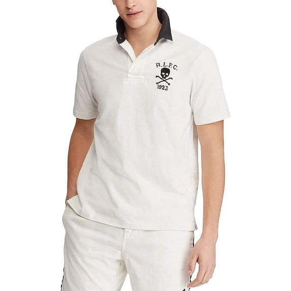 Polo Ralph Lauren Men's Classic Fit Cotton Rugby Shirt, Boathouse White - Medium