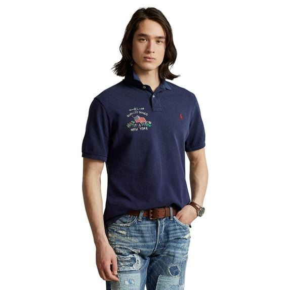 Polo Ralph Lauren Men's Classic Fit Flag Mesh Polo Shirt Blue Size X-Large