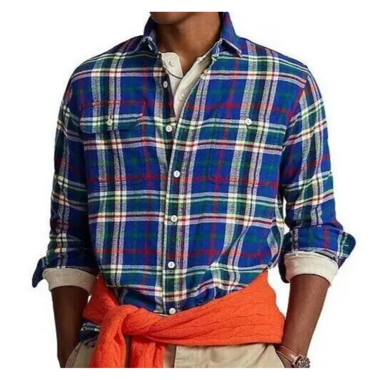 Flannel polo shirt sales