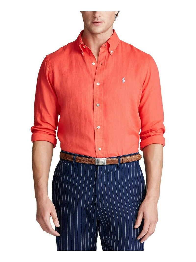 Polo Ralph Lauren Men's Classic Fit Linen Shirt Red Size S