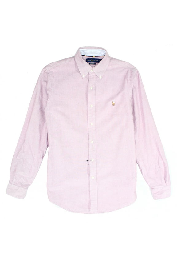 Men's Classic Fit Long Sleeve Solid Oxford Shirt Red, Small