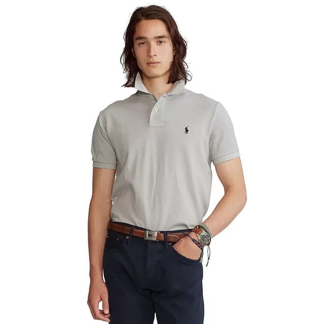 Polo Ralph Lauren Men's Classic-Fit Mesh Polo Shirt in Soft Grey-Size XL