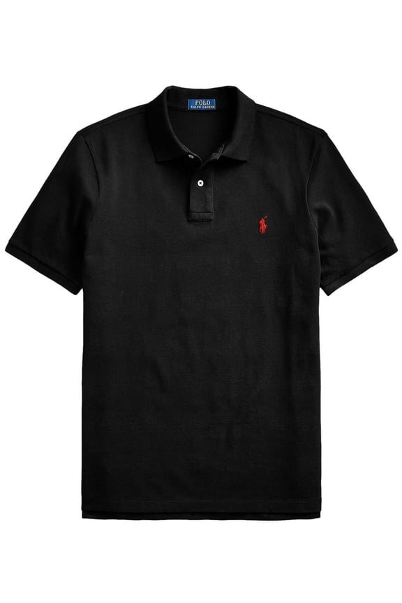 Men's Classic Fit Mesh Pony Logo Polo Shirt (M, NewBlack)
