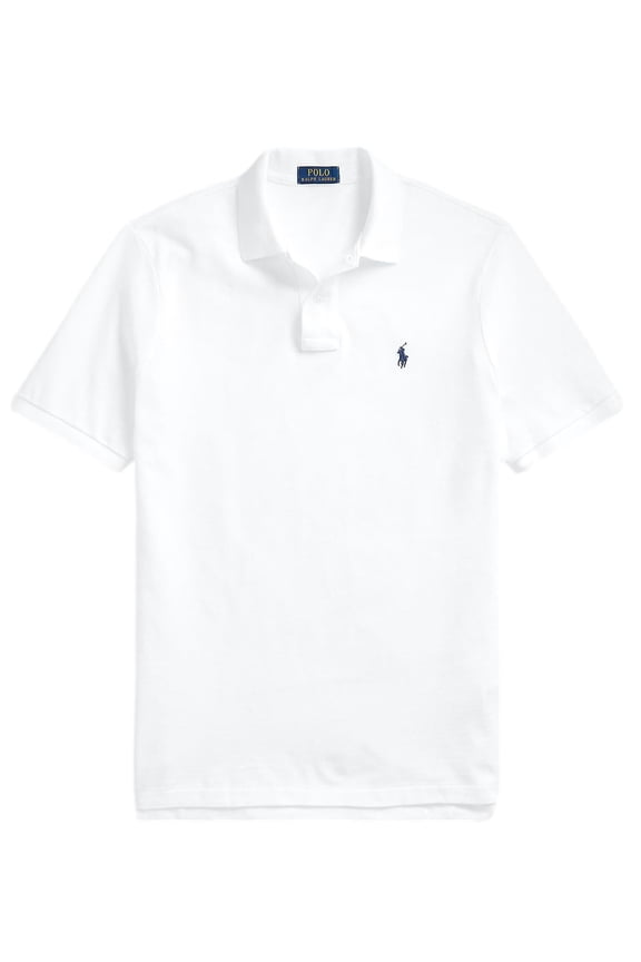 Men's Classic Fit Mesh Pony Logo Polo Shirt (M, NewWhite)