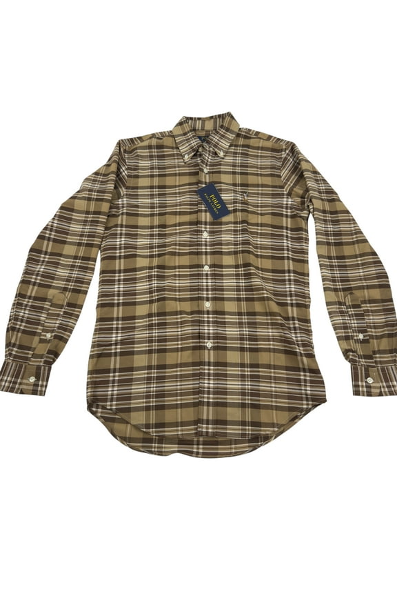 Men's Classic-Fit Performance Oxford Shirt Brown Multi-XS