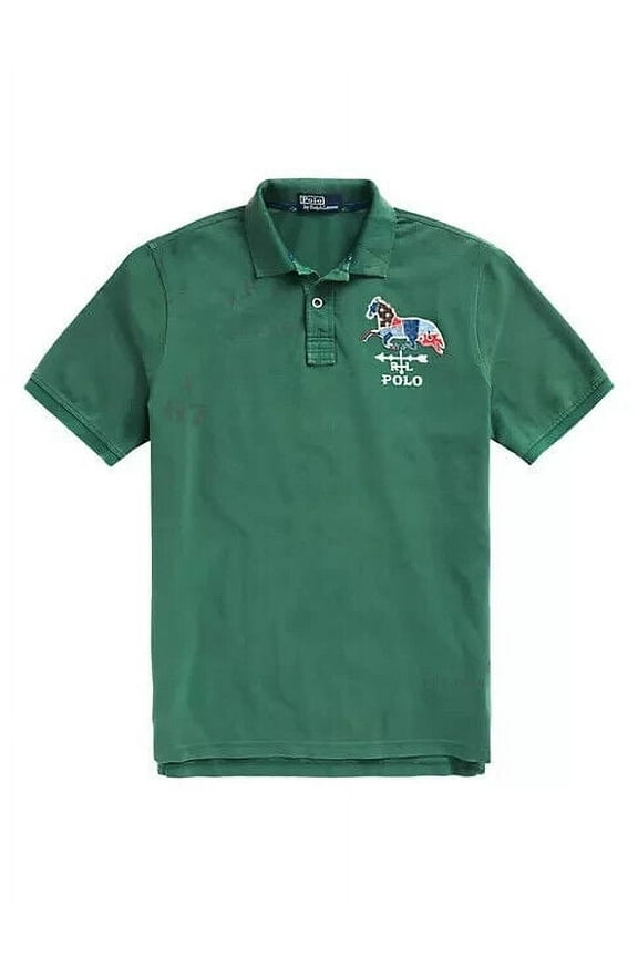 Men's Classic-Fit Solid Print Pique Polo Shirt, Green - XL