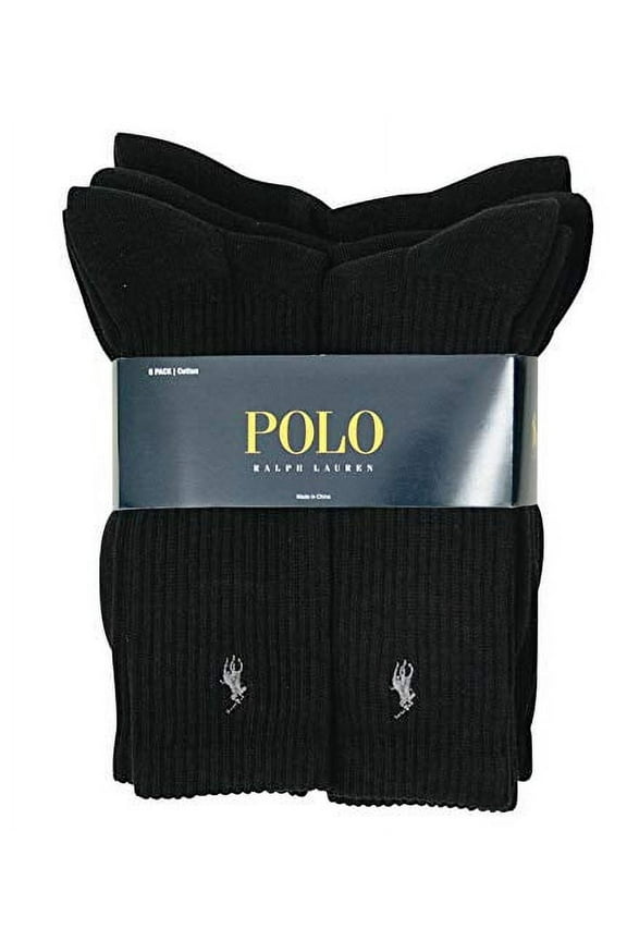 Men's Classic Ribbed Crew Socks - 6 Pack (Black)