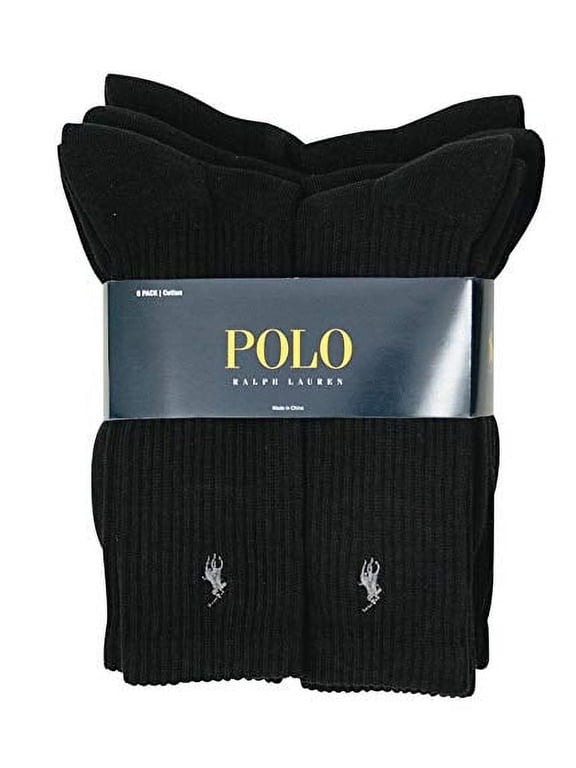 Men's Classic Ribbed Crew Socks - 6 Pack (Black)