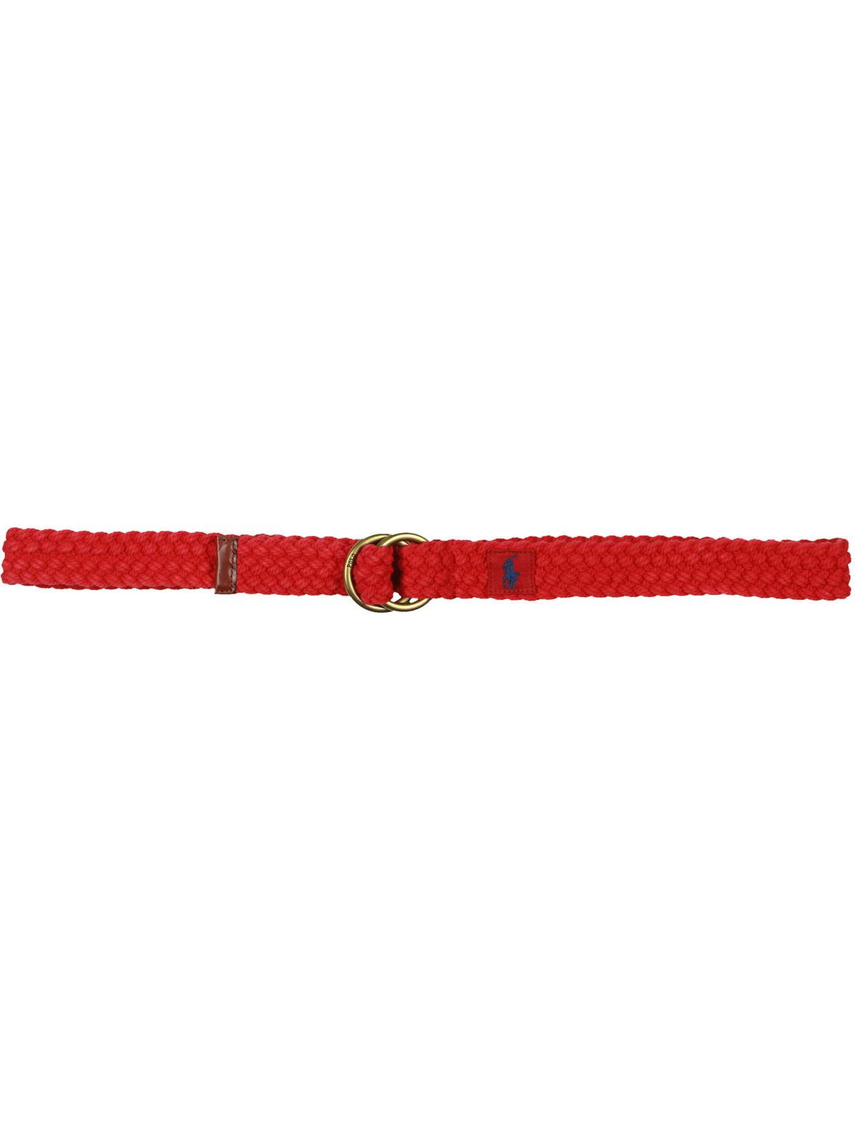 Polo Ralph Lauren Mens Leather Trim Double Ring Braided Belt