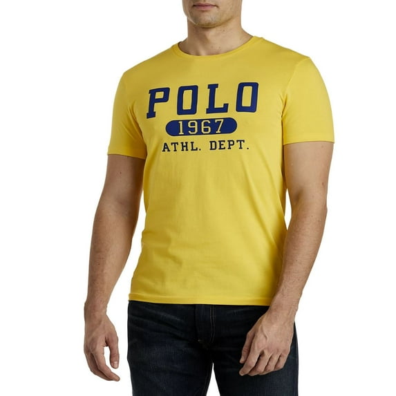 Polo Ralph Lauren Men's Cotton Short Sleeve Crewneck Graphic T-Shirt (Yellow, Large)