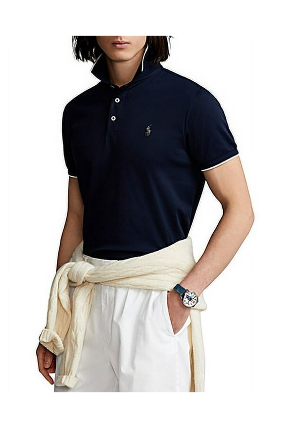 Men's Custom Slim Fit Birdseye Polo Shirt Aviator Navy 2XL