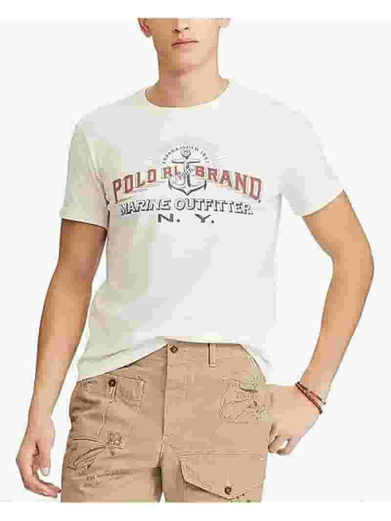 ★POLO RALPH LAUREN★ Custom Slim Fit Cotton T-Shirt White M Polo Ralph Lauren Men's Custom Slim Fit Graphic T-Shirt