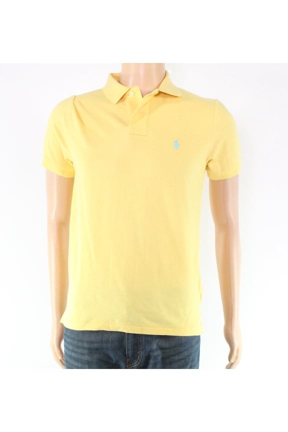Men's Custom Slim Fit Mesh Polo, Yellow/Lt Blue, L