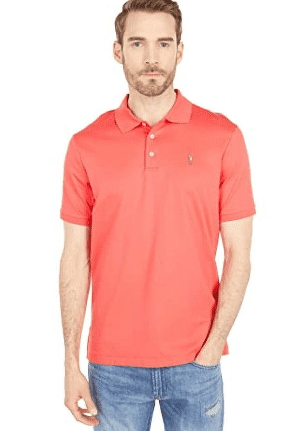 Men's Custom Slim Fit Mesh, Short Sleeve, Red Polo, L