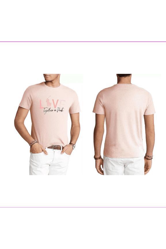 Men's Custom Slim Fit Short Sleeve Love Tee T-Shirt Pink M