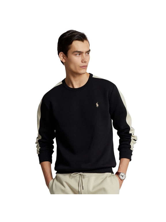 Men's Double-Knit Crewneck Pullover Black B4HP $138 (Regular,2XL)