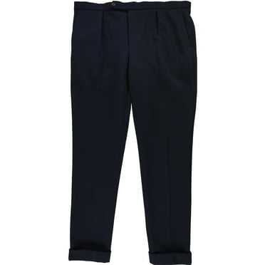 Ralph Lauren Mens Double Knit Suit Casual Trouser Pants, Blue, 40W x 30L