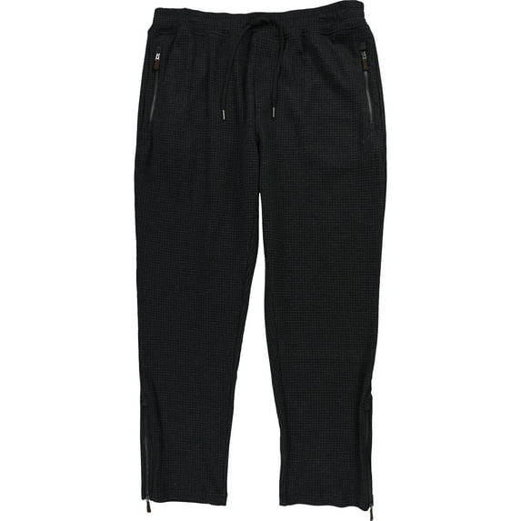 Ralph Lauren Mens Double Knit Herringbone Casual Jogger Pants, Black, Medium