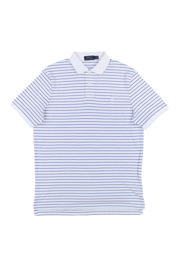 Men's Interlock Polo Shirt L White Stripe
