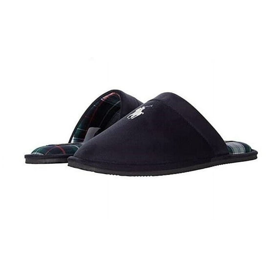 Polo Ralph Lauren Men's Klarence Scuff Plaid Slippers NAVY/Brown/Black SIZE 8-13