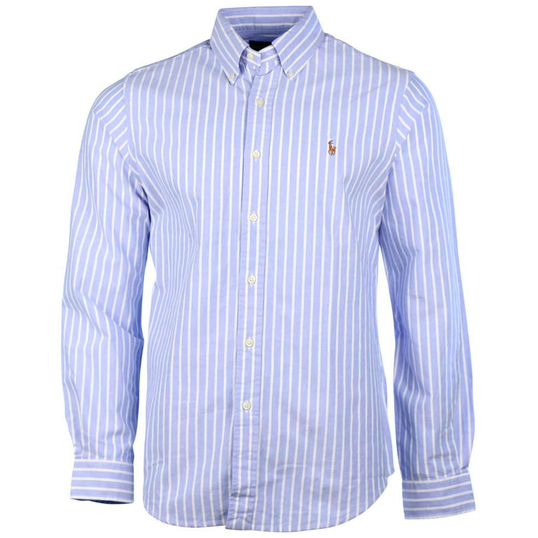 Polo Ralph Lauren Men's Long Sleeve Button Down Oxford Shirt-Blue/White