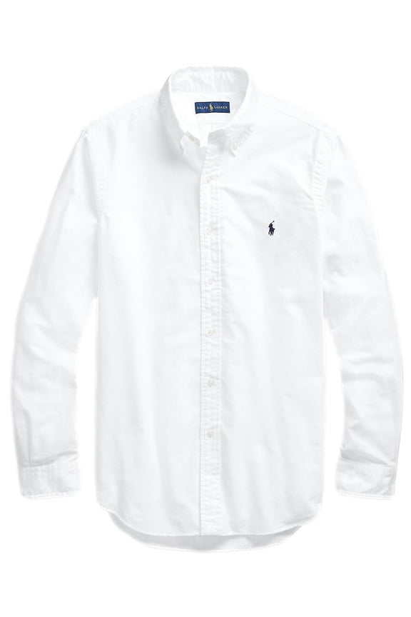 Men's Long Sleeve Oxford Button Down Shirt (M, WhiteSolidPony), Medium